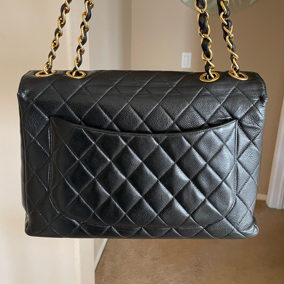 RARE Caviar Chanel Jumbo XL CC Single Flap Vintage Caviar - Picture 6 of 17